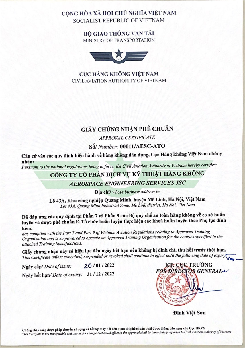 Giấy chứng nhận phê chuẩn tổ chức đào tạo